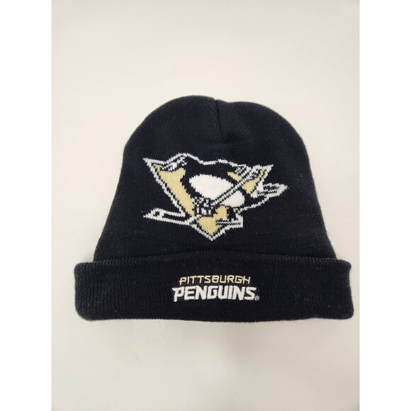 Pittsburgh Penguins Beanie Cap Hat OSFA Black Logo NHL Hockey Knit Winter - Picture 1 of 4